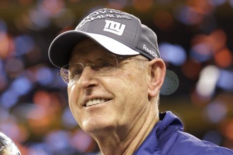 New York Giants head coach Tom Coughlin smiles after his team's 21-17 win over the New England Patriots in Super Bowl XLVI on Feb. 5, 2012, in Indianapolis. (AP FILE)