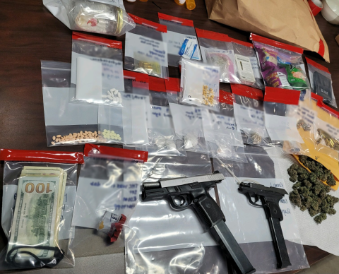 A search of a residence just north of Columbia High on Friday turned up a wide assortment of narcotics and two firearms. (COURTESY COLUMBIA COUNTY SHERIFF'S OFFICE)