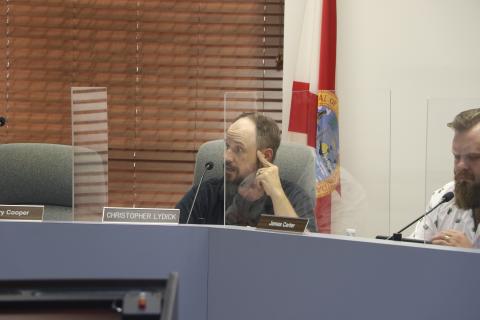 Christopher Lydick, the chair of the city’s Planning and Zoning Board, gave credit to Mark Ganskop for changing plans for his apartment complex based on public input at a previous meeting. (MORGAN MCMULLEN/Lake City Reporter)