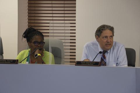 Lake City Councilors Chevella Young and Todd Sampson disagreed on whether to use additional funds at Annie Mattox Park. (MORGAN MCMULLEN/Lake City Reporter)