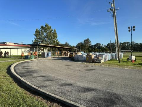 Food and supplies were given out Thursday afternoon at this Point of Distribution at Lafayette High School following Hurricane Idalia. (COURTESY)