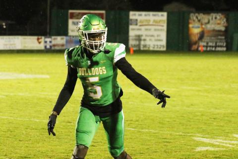 Suwannee receiver MJ Rossin walks up to the line of scrimmage for a play against Flagler Palm Coast on Aug. 25. (JAMIE WACHTER/Lake City Reporter)