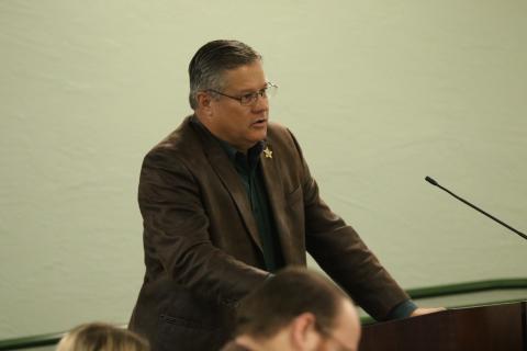 Sheriff Mark Hunter asks for Sen. Jennifer Bradley and Rep. Chuck Brannan to support legislation proposed for the 2024 session to hold juveniles accountable for gun violence. (JAMIE WACHTER/Lake City Reporter)