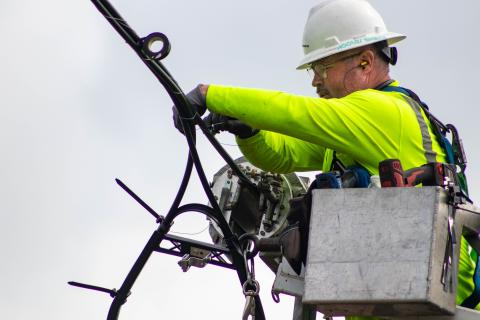 A linemen strings fiber lines for Rapid Fiber Internet, a subsidiary of Suwannee Valley Electric Cooperative. The broadband fiber internet service is up and running in parts of Suwannee County. (COURTESY RAPID FIBER INTERNET)