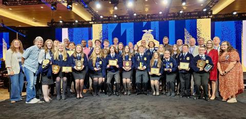 Members of the Fort White FFA chapter are pictured at the state convention. Seven Fort White FFA students travel to Indianapolis next month for the National FFA Convention. (COURTESY)