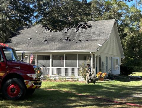 Columbia County Fire Rescue crews extinguished a fire in the attic of a SE Inspiration Court house Sunday morning. (COURTESY COLUMBIA COUNTY FIRE RESCUE)