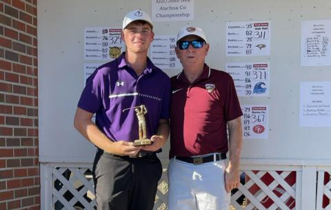 Columbia golfer Connor Williams (left) is above with tournament host Frank Anderson after winning the Ann/John Ives Alachua County Championship on Wednesday.