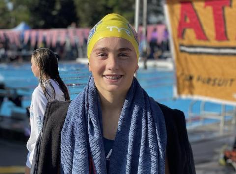 Columbia swimmer Casey Fair at Tuesday’s Region 1-3A meet. (COURTESY)