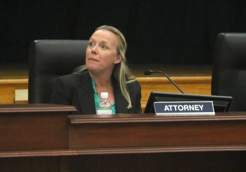 Columbia County School Board Attorney Megan Logan provided the board an update on potential litigation against Pro Sports Consulting Group LLC. (MORGAN MCMULLEN/Lake City Reporter)