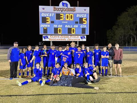The Branford boys soccer team won its first game in program history Monday night with a 5-3 victory over Trenton. (COURTESY)