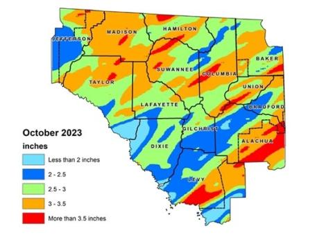 The average rainfall across the Suwannee River Water Management District in October was right on the historical average for North Florida. (COURTESY)