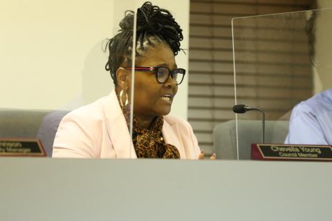 Lake City Councilwoman Chevella Young said there was nothing for the council to discuss Monday night since Paul Dyal didn’t attend the meeting. (JAMIE WACHTER/Lake City Reporter)