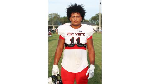 Fort White linebacker Lecosta Byrd is the LCR’s Defensive Player of the Year. (PAUL BUCHANAN/Special to the Reporter)