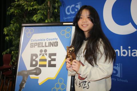 Sara Coleman, a fifth-grade student at Eastside Elementary School, won the Columbia County Spelling Bee on Friday, winning on ‘vague’ in the 12th round. (TONY BRITT/Lake City Reporter)