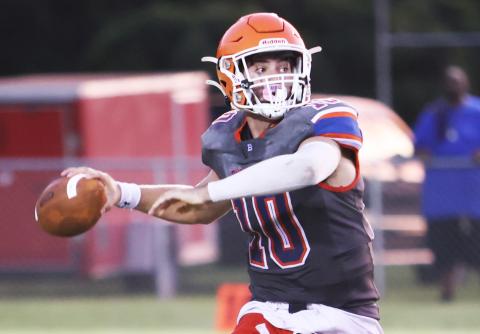 Branford quarterback Thomas Sikes throws a pass during the preseason jamboree last season. (PAUL BUCHANAN/Special to the Reporter)