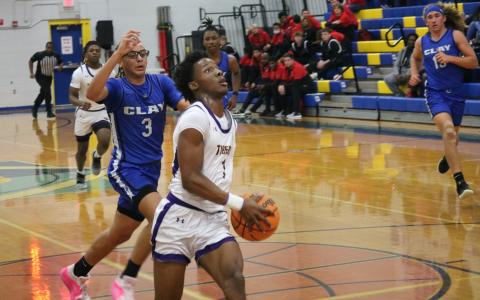Columbia guard Marlin Haywood goes up for a layup on a fast break during Thursday's District 2-5A semifinal against Clay. (JORDAN KROEGER/Lake City Reporter)