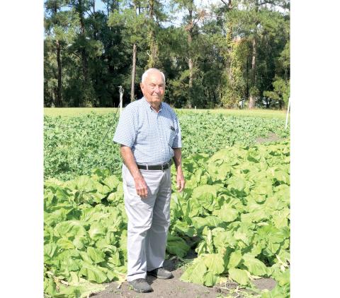 Wayne Morrell, who founded Morrell’s Furniture and Mattresses 60 years ago, is celebrating his 100th birthday today. Morrell is pictured in his garden, which he has shared with the public the past three years. (COURTESY)