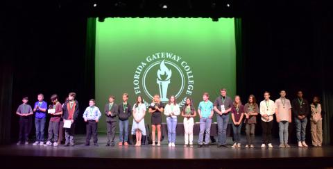 Winners in the Suwannee Valley Regional Science Fair were recognized Friday at Florida Gateway College’s Levy Performing Arts Center. (COURTESY)