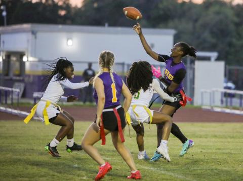 Columbia quarterback Eriel Baker throws a pass under pressure against Suwannee on Thursday. (BRENT KUYKENDALL/Lake City Reporter)