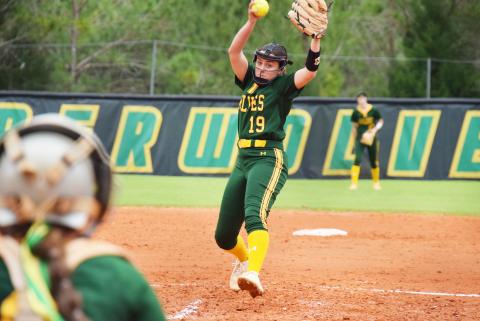 FGC pitcher Alexandra Messina winds up to pitch against Lake-Sumter State College on Friday. (COURTESY OF FGC)
