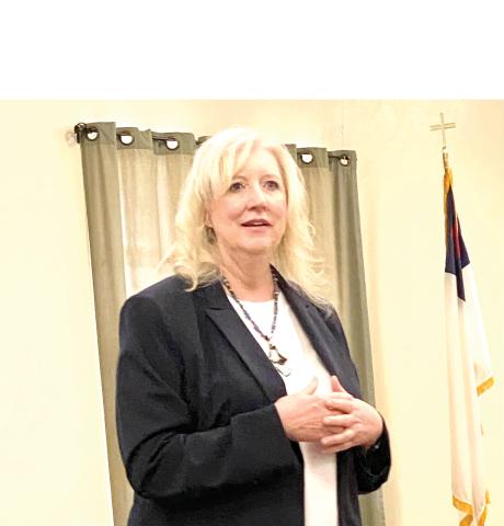 Columbia County Tourism Executive Director Konnie Patke spoke to Rotary Club of Lake City Thursday. Patke, who has been on the job for three months, explained her vision for county tourism as being more than just promoting the springs and rivers of Columbia County. (TODD WILSON/Lake City Reporter)