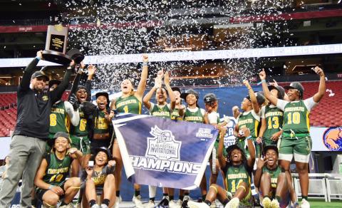 FGC's flag football team celebrates after defeating Hesston College to win back-to-back NJCAA national titles. (COURTESY OF FGC)