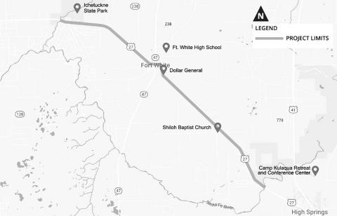 The $11.9 million resurfacing project on U.S. Highway 27 that will begin next week will cover the roadway from the Alachua County line to the Suwannee County line. (COURTESY)