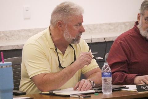 Assistant Columbia County Manager Kevin Kirby asked for clarification on how long to collect storm debris off roadways during an emergency meeting Wednesday. (JAMIE WACHTER/Lake City Reporter)