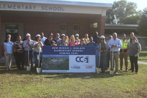 Columbia County School District officials along with representatives from Gilbane Building Company and Zysovich, the architecture firm in charge of the design of the new Niblack Elementary School, held a groundbreaking ceremony Tuesday morning at the school. (JAMIE WACHTER/Lake City Reporter)