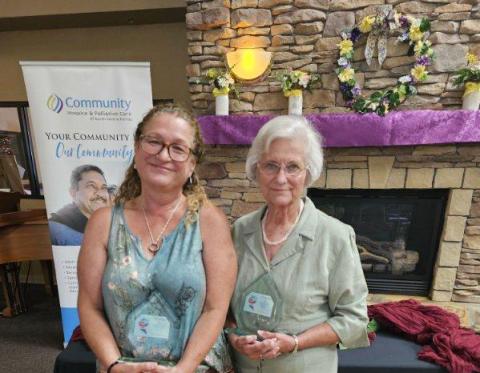 Stacy Brandon, the late Matt Brandon’s widow, and Deborah Freeman received the Servant’s Heart Award on Tuesday from Community Hospice & Palliative Care. Matt Brandon and Freeman were honored for their community service. (COURTESY)