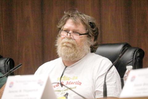 Fred Martin, a write-in candidate for Suwannee County sheriff, stressed the importance of body cameras that can't be turned off during Monday's meet the candidates forum. (JAMIE WACHTER/Lake City Reporter)