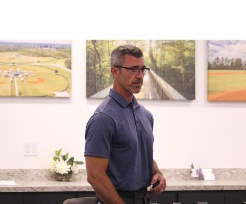 Synergy Sports Global CEO Jason Boudrie told the Columbia County TDC on Monday that a public-private partnership would work at the county’s 500-acre sports park. (JAMIE WACHTER/Lake City Reporter)