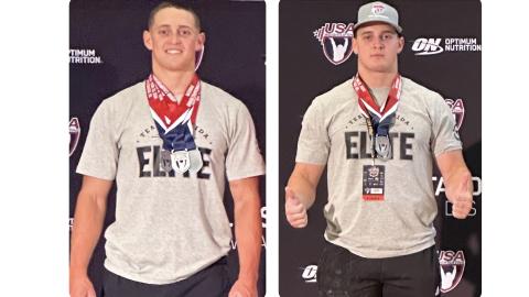 Suwannee High graduates Sam Wainwright (left) and Will Wainwright (right) both placed second in their weight classes at the USA Weightlifting Junior Nationals last week. (COURTESY)