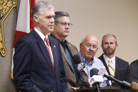 Roger Handberg, the U.S. Attorney for the Middle District of Florida, touted the police work that went into apprehending Hector Villarreal for cocaine trafficking last month. (JAMIE WACHTER/Lake City Reporter)