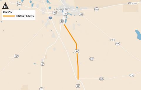 U.S. Highway 41 between Interstate 75 in Ellisville and County Road 252 south of Columbia High is undergoing resurfacing. The project is underway, according to the Florida Department of Transportation. (COURTESY)