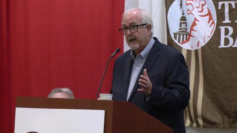 Former state and federal emergency-management chief Craig Fugate speaks Tuesday in Tallahassee. (MIKE EXLINE/News Service of Florida)