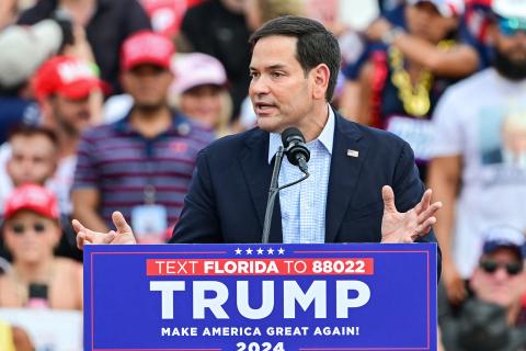 U.S. Senator Marco Rubio speaks during Donald Trump’s campaign rally in Doral on Tuesday. (Giorgio Viera/AFP via Getty Images/TNS)