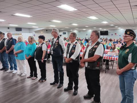 Members of the American Legion Post 57 Legion Riders are installed as officers during a ceremony on Saturday. (COURTESY)