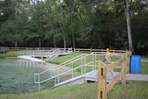 Rum Island Park, pictured as it was set to open in 2020 following bank restoration work, is in need of repairs for that work following vandalism and high water. The Suwannee River Water Management District approved funding for that project Tuesday. (FILE)