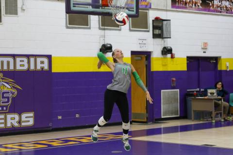Suwannee's Paula Golub serves against Columbia on Sept. 3. (BRENT KUYKENDALL/Lake City Reporter)