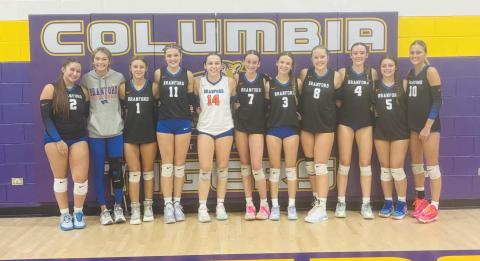 Branford edged Columbia in five sets Monday night. (COURTESY)