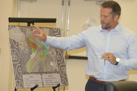 Lance Jones with Jones Engineering talks about the Penelope Place mixed-use development during the Planning and Zoning board meeting Sept. 2. The zoning and land use change requests needed for the development have been withdrawn by the developer. (TONY BRITT/Lake City Reporter)