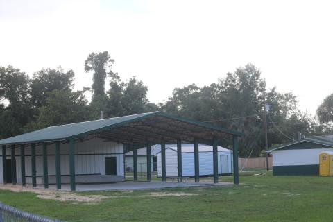 A pavillion is being added at Annie Mattox Park with the hopes of attracting additional events to the park. (TONY BRITT/Lake City Reporter)