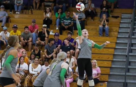 Suwannee volleyball player Jordyn Chandler returns a shot against Columbia on Sept. 3. (BRENT KUYKENDALL/Lake City Reporter)