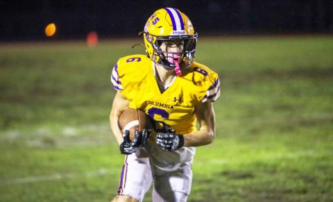 Columbia receiver Bynton Edge turns up the field after catch against St. Augustine on Sept. 25. (BRENT KUYKENDALL/Lake City Reporter)