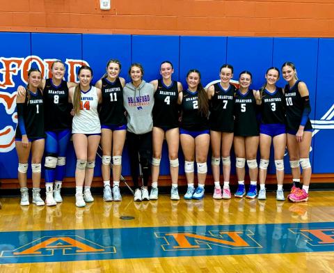 Branford’s volleyball team topped Lafayette in four sets on Friday. (COURTESY)