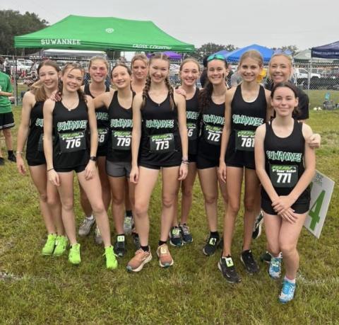 The Suwannee girls cross country team placed third at the Alligator Lake Invitational on Saturday. (COURTESY)