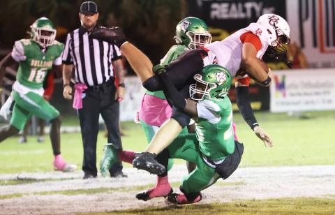 Suwannee defensive back Jeremy Webb makes a tackle against Baker County on Friday. (PAUL BUCHANAN/Lake City Reporter)