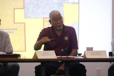 Columbia County Commission Chairman Ron Williams requested that both Columbia and Suwannee county commissions look into requiring a super majority vote to dissolve the North Florida Water Utilities Authority at a joint commission workshop Wednesday. (JAMIE WACHTER/Lake City Reporter)