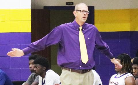 Columbia head coach Steve Faulkner reacts to a call against The Rock on Nov. 19. 9JORDAN KROEGER/Lake City Reporter)